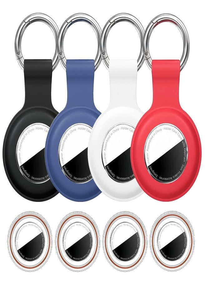 Linsaner [4 Pack] for Airtag Holder Waterproof Case for Air Tags with Keychain,Shockproof GPS Cover [Anti-Scratch] [PC+Silicone] for Apple Tracker Item Tag Finders Accessories, Black/White/Blue/Red - Image 1
